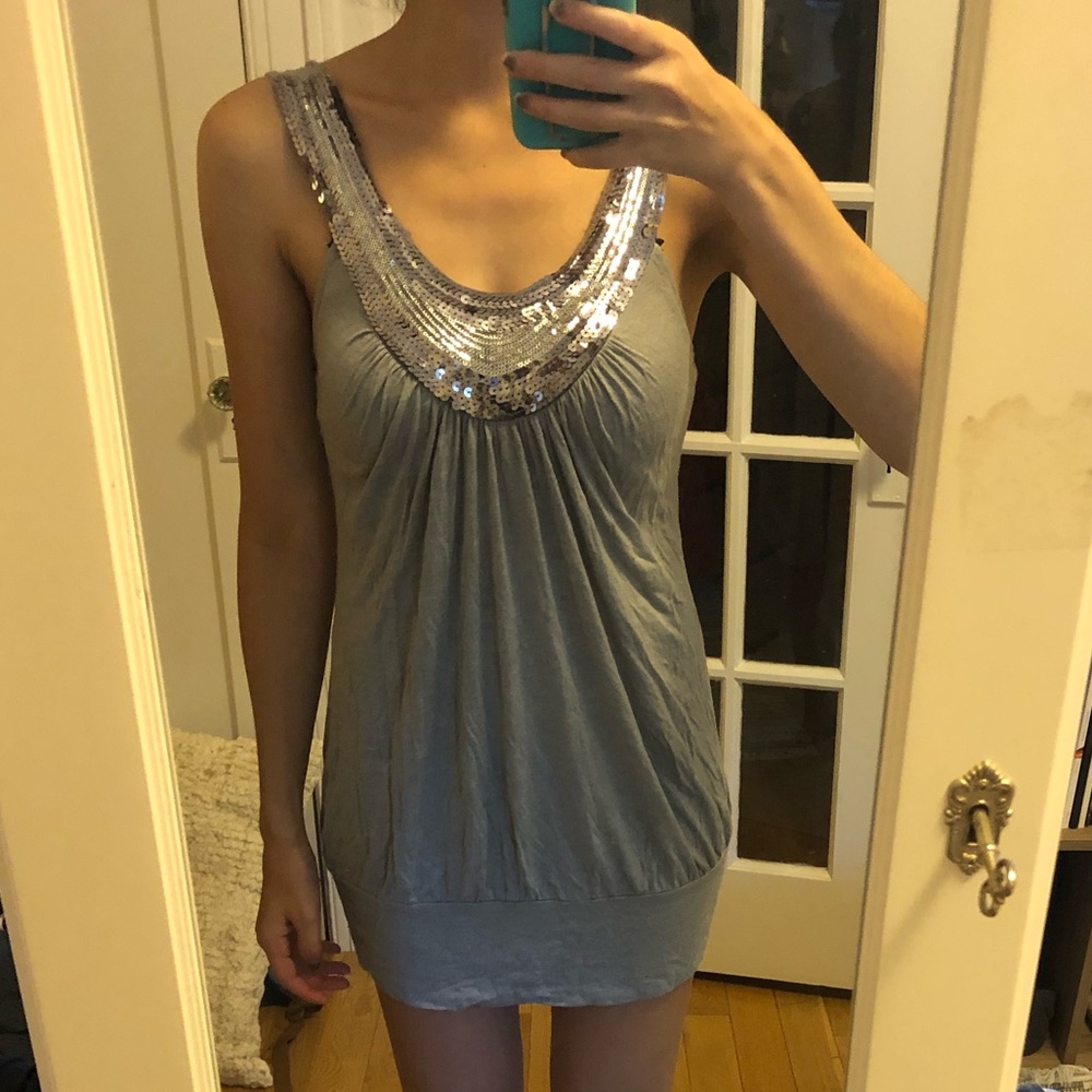 Gray dress with sequin detail